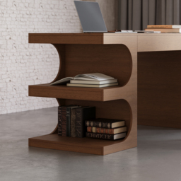 Walnut Office Writing Desk  Desk with Drawer & Shelves Modern Office Furniture (1630mm) - thumbnail 6