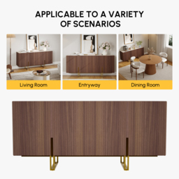 Grovyn 1200mm Buffet Sideboard Sintered Stone Top Walnut Fluted with Adjustable Shelves - thumbnail 8
