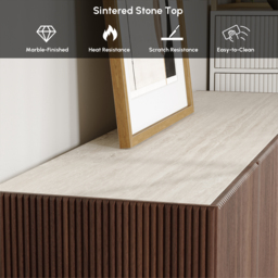 Grovyn 1200mm Buffet Sideboard Sintered Stone Top Walnut Fluted with Adjustable Shelves - thumbnail 7