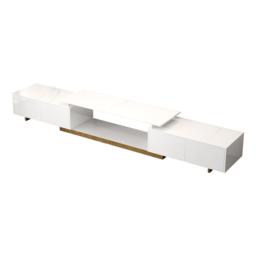 Mordel Modern Rectangle Glossy White Extendable TV Stand Storage for 160 - 240 cm TV - thumbnail 9
