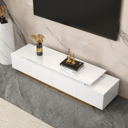 Mordel Modern Rectangle Glossy White Extendable TV Stand Storage for 160 - 240 cm TV - thumbnail 8