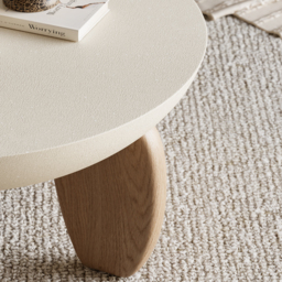 Curva Round Concrete Natural Coffee Table with Wood Legs - thumbnail 3