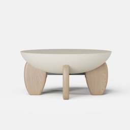 Curva Round Concrete Natural Coffee Table with Wood Legs - thumbnail 8