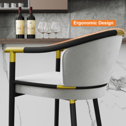 Cranis Modern Bar Height Bar Stool with Arms in Grey Upholstery Velvet 8-Pieces - thumbnail 5