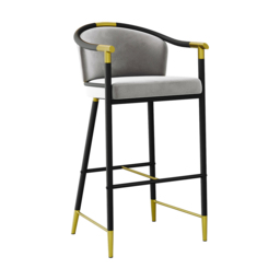 Cranis Modern Bar Height Bar Stool with Arms in Grey Upholstery Velvet 8-Pieces - thumbnail 9