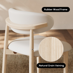 Modern Whitewash PU Leather Dining Chair with Rubber Wood Legs, 1 Piece - thumbnail 6