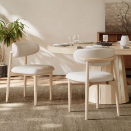 Modern Whitewash PU Leather Dining Chair with Rubber Wood Legs, 1 Piece - thumbnail 2