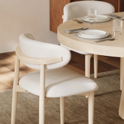 Modern Whitewash PU Leather Dining Chair with Rubber Wood Legs, 1 Piece - thumbnail 8