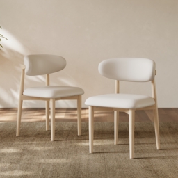 Modern Whitewash PU Leather Dining Chair with Rubber Wood Legs, 1 Piece - thumbnail 4