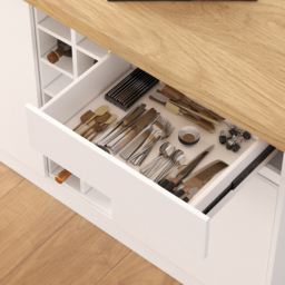 180 cm Japandi Kitchen Island Natural & White Wooden Storage Kitchen Cabinet with Light - thumbnail 6