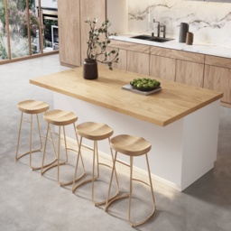 180 cm Japandi Kitchen Island Natural & White Wooden Storage Kitchen Cabinet with Light