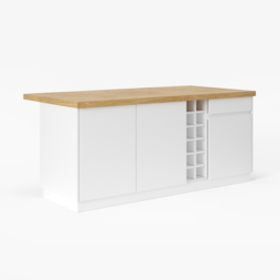 180 cm Japandi Kitchen Island Natural & White Wooden Storage Kitchen Cabinet with Light - thumbnail 8