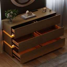 Lumio 1200 mm LED 6-Drawer Dresser with Charging Station - thumbnail 4