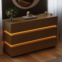 Lumio 1200 mm LED 6-Drawer Dresser with Charging Station - thumbnail 3