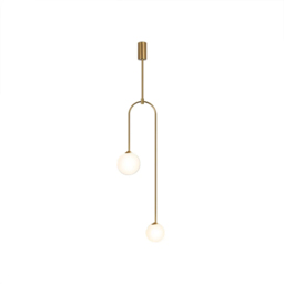 Modern Pendant Light Glass Globe 2-Light U-Shaped in Gold for Living Room and Bedroom - thumbnail 8