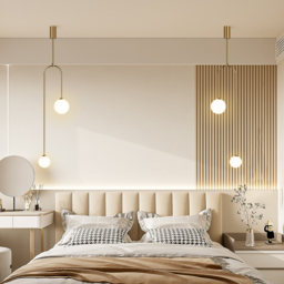 Modern Pendant Light Glass Globe 2-Light U-Shaped in Gold for Living Room and Bedroom - thumbnail 4