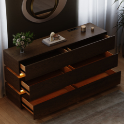 Lumio 150 cm LED 6-Drawer Dresser with Charging Station - thumbnail 5