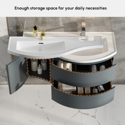 Floating Curved Bathroom Vanity Wall Mounted Half-Circle Bathroom Cabinet - thumbnail 9