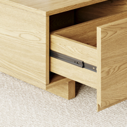Quoint 175 cm Modern Natural Coffee Table Retracted & Extendable with 2-Drawer - thumbnail 8
