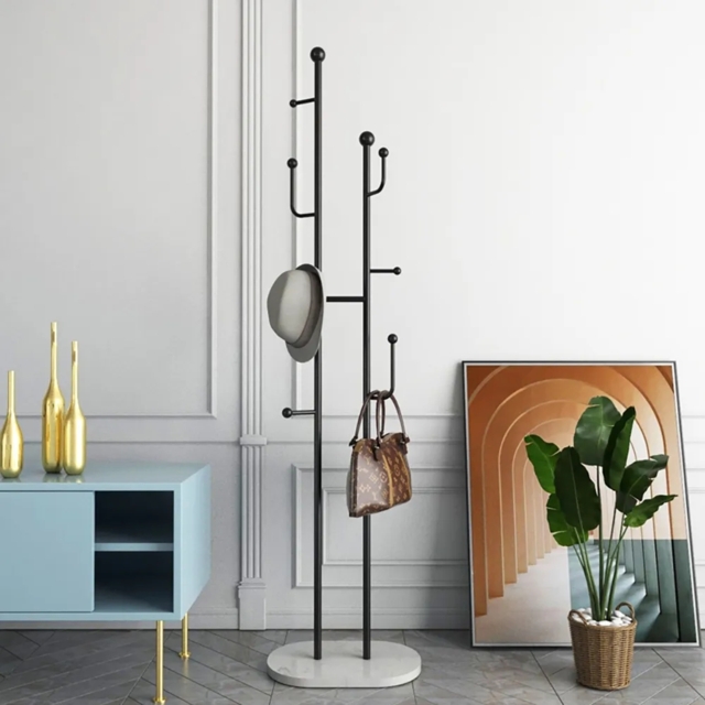 7 Hooks Entryway Freestanding Coat Racks Metal Hall Trees Entryway Furniture in Black (400mm) - image 1