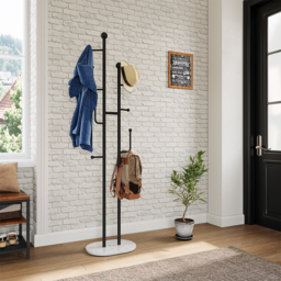 7 Hooks Entryway Freestanding Coat Racks Metal Hall Trees Entryway Furniture in Black (400mm) - thumbnail 2