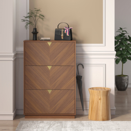 Capet Entryway Walnut Narrow Shoe Storage Cabinet with Flip Down Large Capacity up to 20 Pairs - thumbnail 2