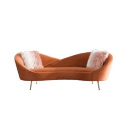 235 cm Modern Orange Velvet Upholstered Large 3-Seater Curved Sofa - thumbnail 8