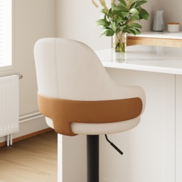 Set of 8 Swivel Bar Stool for Kitchen Island Curved Wing Back White Velvet Adjustable Height - thumbnail 5