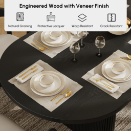Fluve 200 cm - 240 cm Oval Extendable Black Dining Table Butterfly Leaf (seats 6-8) - thumbnail 7