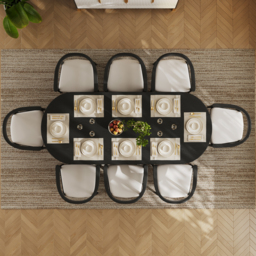 Fluve 200 cm - 240 cm Oval Extendable Black Dining Table Butterfly Leaf (seats 6-8) - thumbnail 5