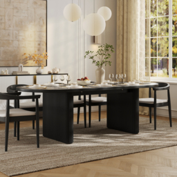 Fluve 200 cm - 240 cm Oval Extendable Black Dining Table Butterfly Leaf (seats 6-8) - thumbnail 3