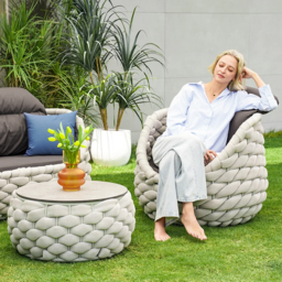 Cocaro 4 Pieces Woven Rope Garden Swivel Sofa Set 360 Degree RoCocaroble with Coffee Table - thumbnail 5