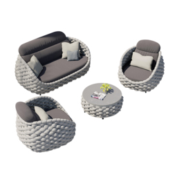 Cocaro 4 Pieces Woven Rope Garden Swivel Sofa Set 360 Degree RoCocaroble with Coffee Table - thumbnail 9