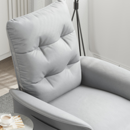Modern Gray Leather Power Recliner High Back Sleeper Chair with Side Pocket - thumbnail 5