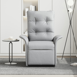 Modern Gray Leather Power Recliner High Back Sleeper Chair with Side Pocket - thumbnail 2