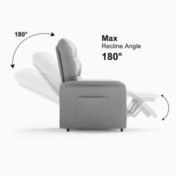 Modern Gray Leather Power Recliner High Back Sleeper Chair with Side Pocket - thumbnail 8
