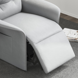 Modern Gray Leather Power Recliner High Back Sleeper Chair with Side Pocket - thumbnail 6