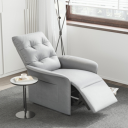 Modern Gray Leather Power Recliner High Back Sleeper Chair with Side Pocket - thumbnail 1