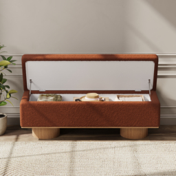 Teddy Fabric Fluffy Faux Fur Flip Top Wood Storage Bench - thumbnail 7
