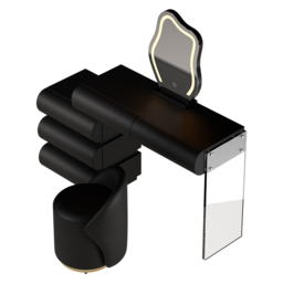 Leather Humply Modern Black Dressing Table with Chair PU Dressing Table with Stool & LED Mirror - thumbnail 8