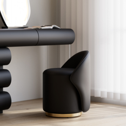 Leather Humply Modern Black Dressing Table with Chair PU Dressing Table with Stool & LED Mirror - thumbnail 5