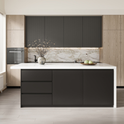 180 cm Sintered Stone Top Kitchen Island with Storage White & Black - thumbnail 5