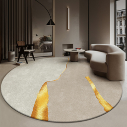 2150mm x 2150mm Circular Modern & Creative & Light Luxury Khaki & Yellow Area Rug - thumbnail 2