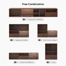 2400mm Wooden Modular TV Stand Mid Century Modern Floor Media Console with Storage - thumbnail 7