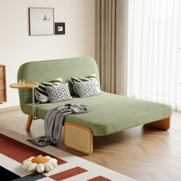 Mid-Century Modern Rattan Daybed Sofa Bed Convertible Sleeper Lounge Chair Folding - thumbnail 4