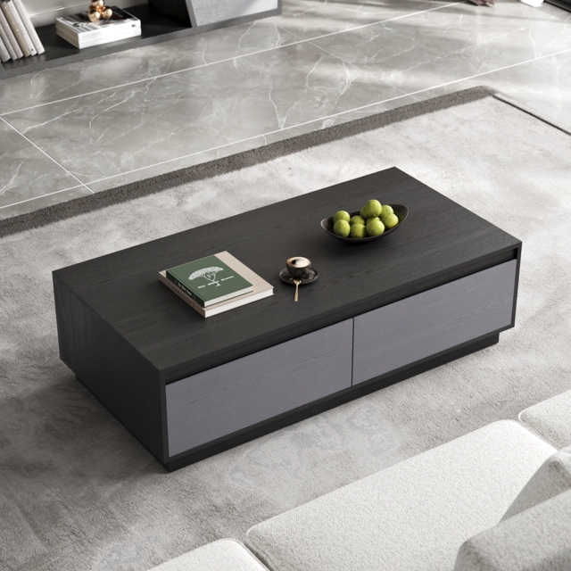 1200mm Mid Century Modern GreyCoffee Table Rectangular Block Living Room Table with Storage - image 1