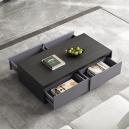 1200mm Mid Century Modern GreyCoffee Table Rectangular Block Living Room Table with Storage - thumbnail 3