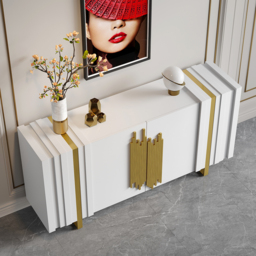 Aurea 1600mm Light Luxury Sideboard White Rectangular Buffet 2 Doors 2 Shelves in Gold - thumbnail 5