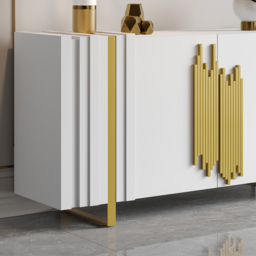 Aurea 1600mm Light Luxury Sideboard White Rectangular Buffet 2 Doors 2 Shelves in Gold - thumbnail 6