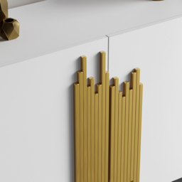 Aurea 1600mm Light Luxury Sideboard White Rectangular Buffet 2 Doors 2 Shelves in Gold - thumbnail 7